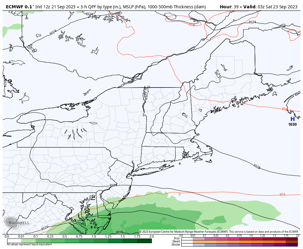 ECMWF 3-hour precipitation intensity loop showing all of Saturday and Sunday