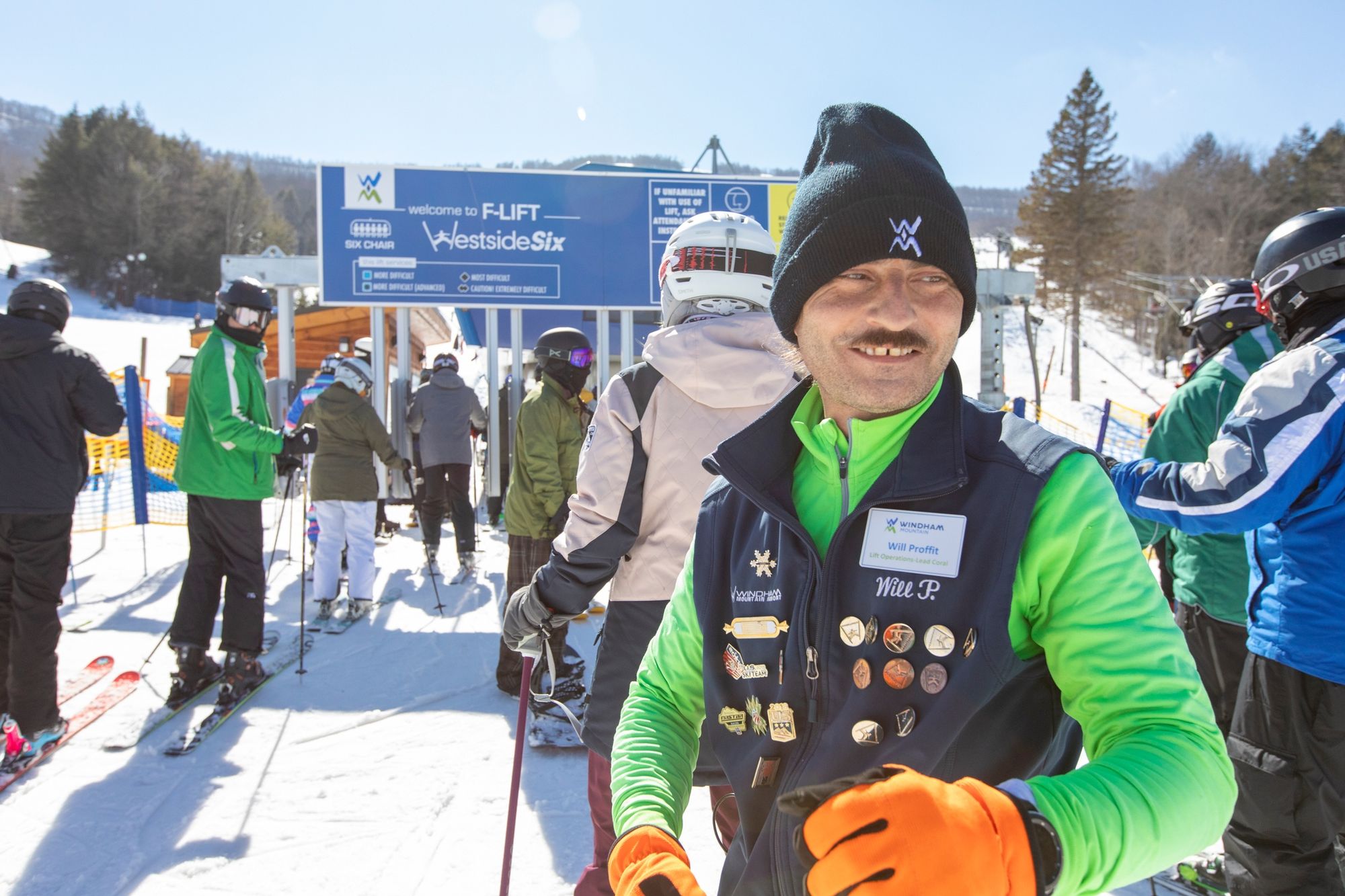 Will is the familiar face that keeps the flow going through the corrals.  Photo courtesy of Windham Mountain Club.