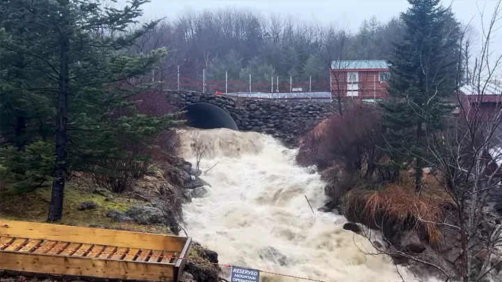 Runoff from the Barker base area of Sunday River.  📷 Mark Duchart on Facebook