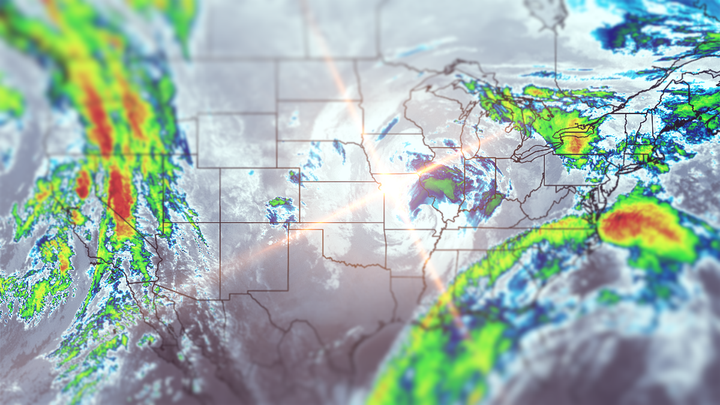 Artistic rendering of GOES-16 infrared satellite imagery. 