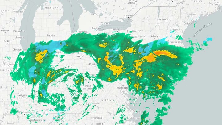 Composite radar from 7AM on Sunday.  Here she comes!