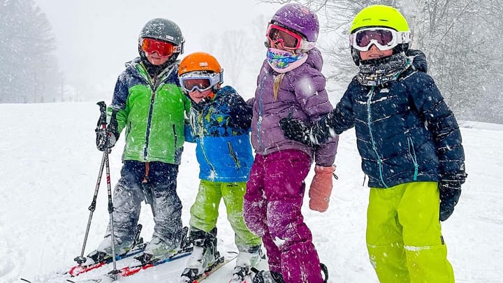 The kids are smiling at Burke where the trails and glades are now 100% open! 📷 Burke Mountain