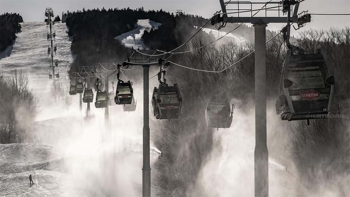 Stratton Mountain is still building whales for the start of the holiday week.  📷 Hubert Schriebl