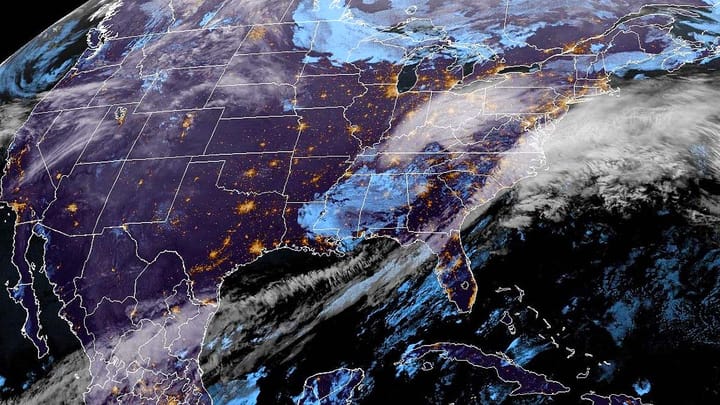 There's our storm as shown by the GOES-East satellite this evening.