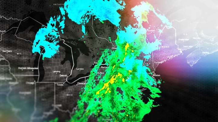 Artistic rendering of composite radar at 4:30PM Saturday.