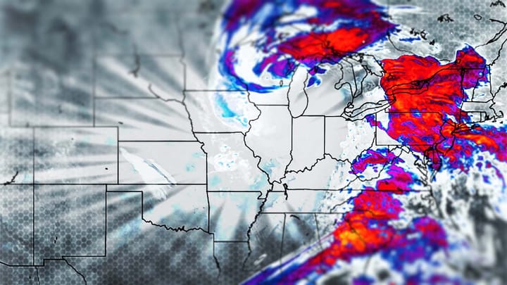 Artistic rendering of simulated satellite imagery supplied by Pivotal Weather.