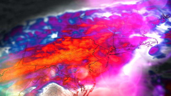 Artistic rendering of simulated infrared satellite imagery from the HRRR model.