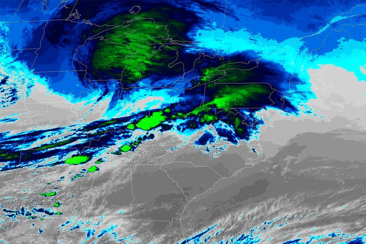 GOES-16 ozone IR satellite imagery.