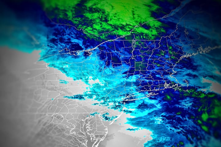 GOES-East IR and Ozone band satellite imagery.  Don't worry, that green is the colder cloud tops.